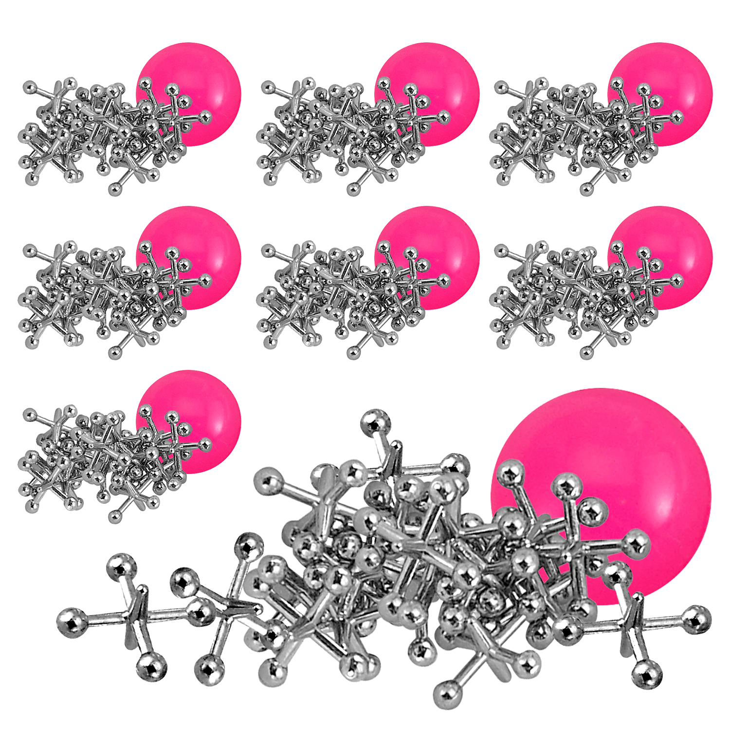 TEMU Metal Jacks Game Set - 12 Sets - Entertainment With Metallic Jacks And Bouncy Ball - Classic Jacks And