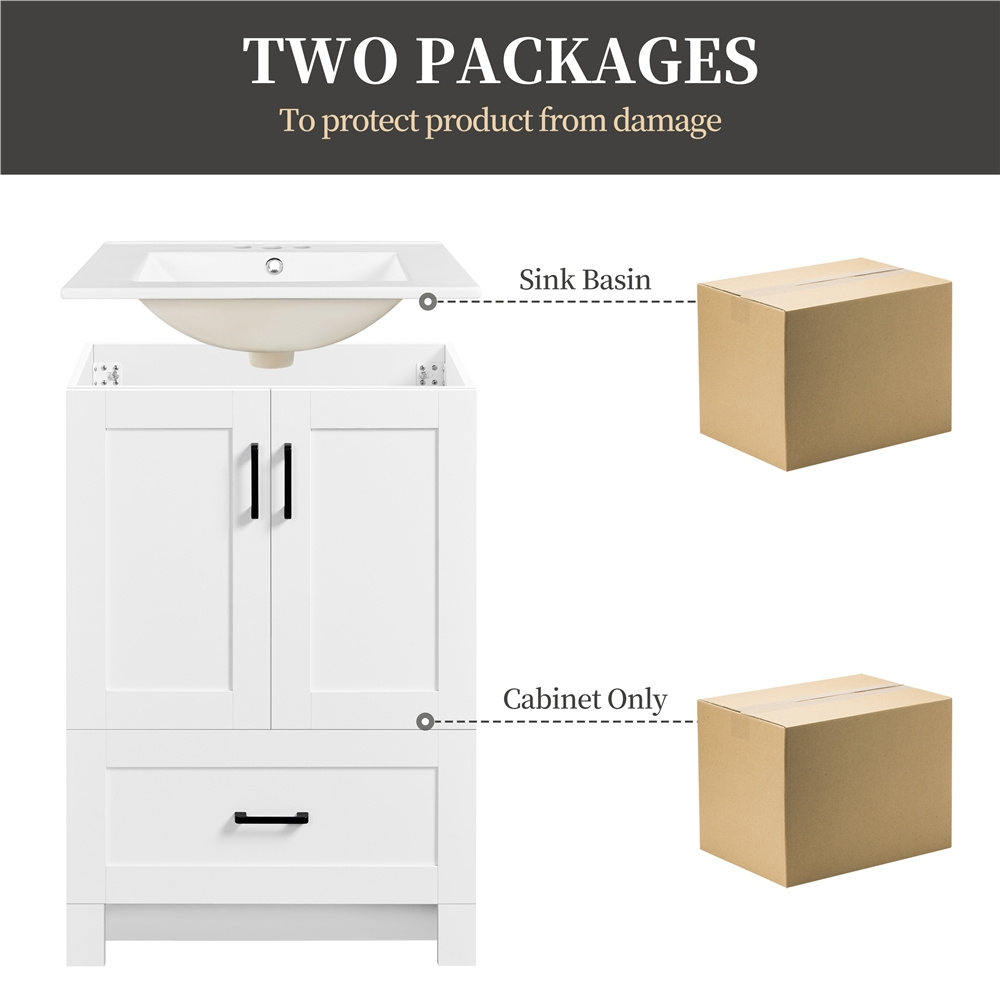 Freestanding Bathroom Vanity with Ceramic Sink - Modern Storage Floor Cabinet with Drawer 19 Freestanding Bathroom Vanity with Ceramic Sink Dimensions