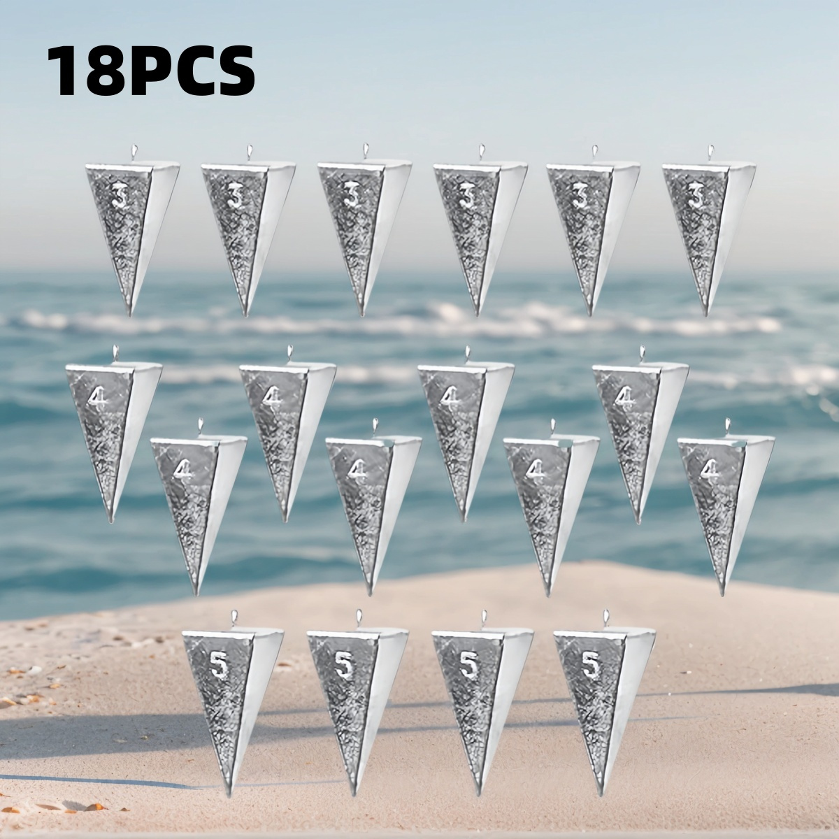 TEMU 18pcs Pyramid Fishing Weights - Pyramid Sinkers For Saltwater Fishing Casting Gear Tackle 3oz 4oz 5oz
