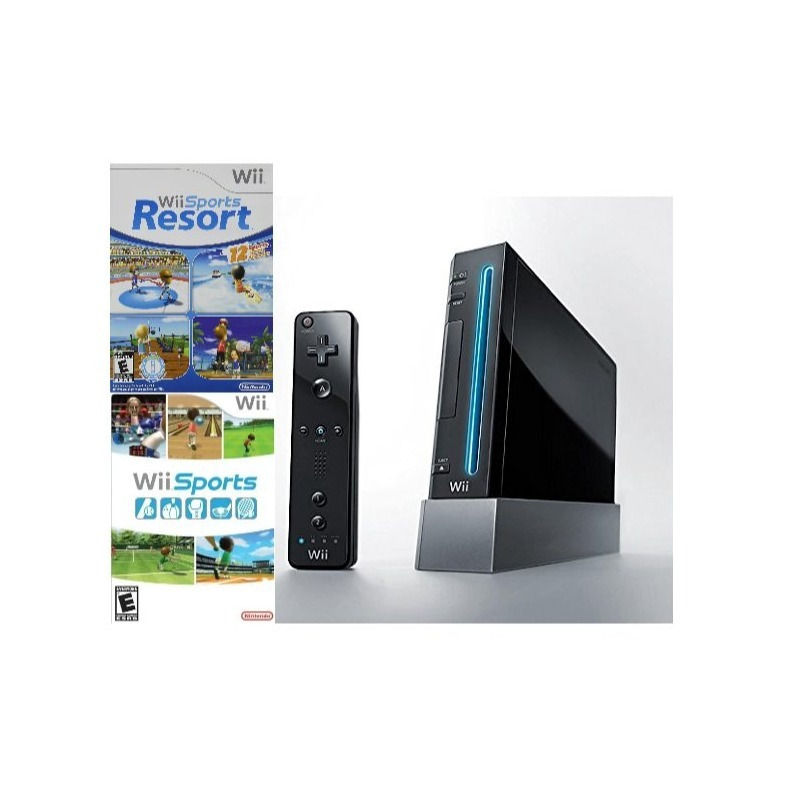 Nintendo Wii Console Black with Wii Sports and Wii Sports Resort 