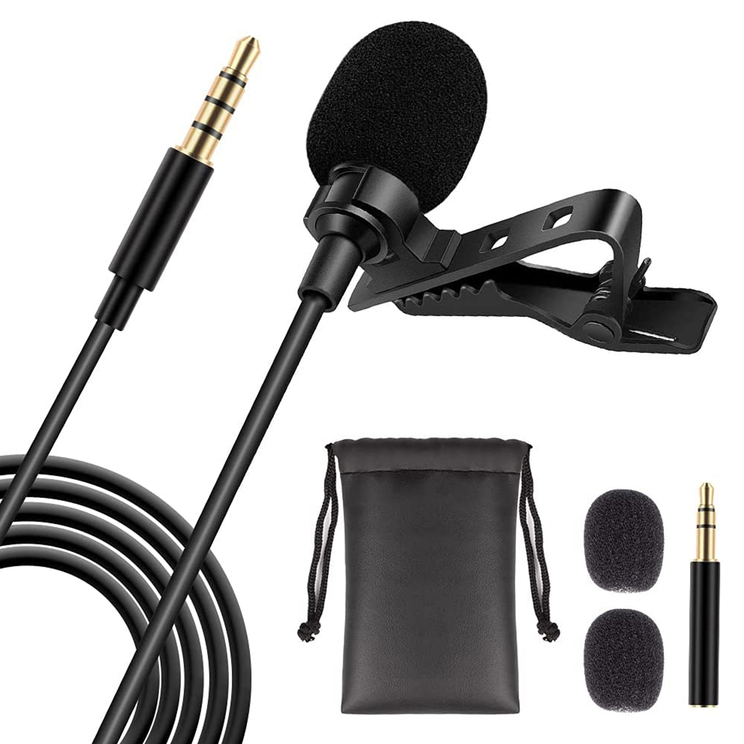 TEMU 5 Core Professional Omnidirectional Lavalier Microphone 3.5mm Clip-on Lapel Mic For Smartphone Dslr Camera Pc Interview Video Camcorders Audio Recorder - Cm Mob 2m
