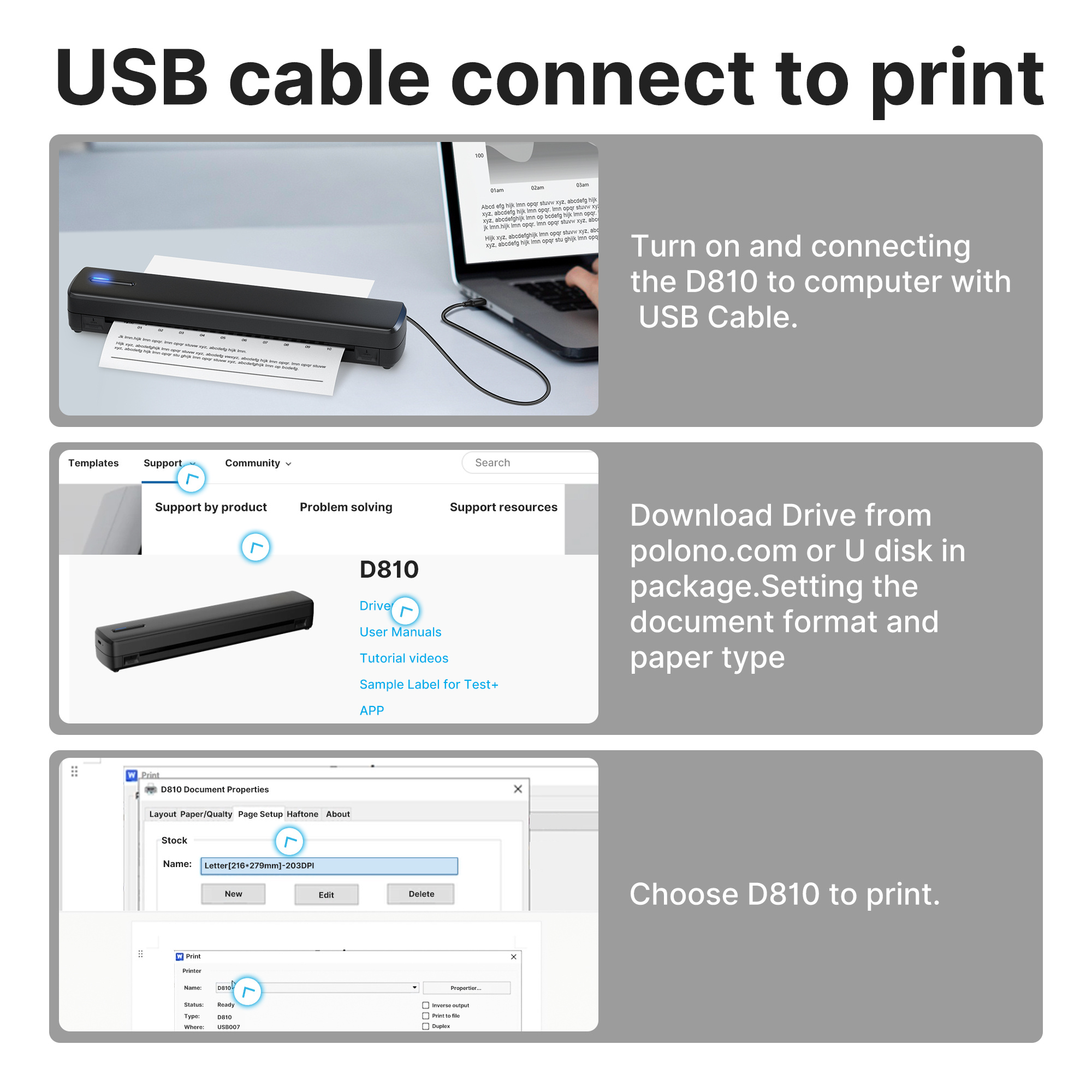 portable printer wireless for travel thermal printer inkless small compact printer support folding paper with laptop phone and pad Product details 5