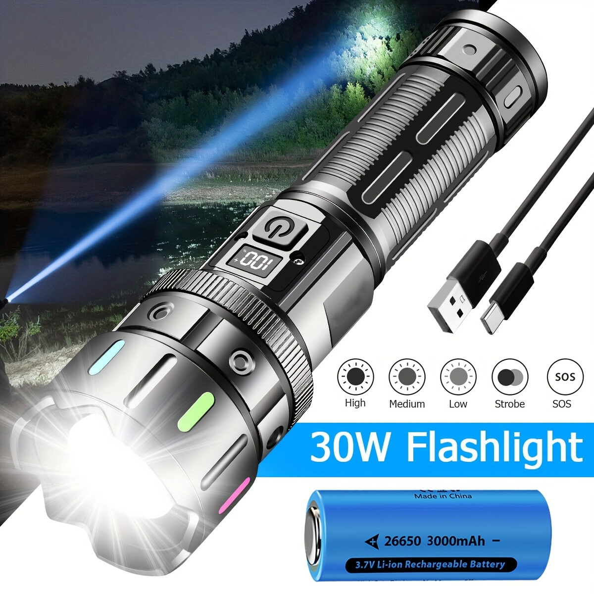 26650 flashlight sold on Temu United States