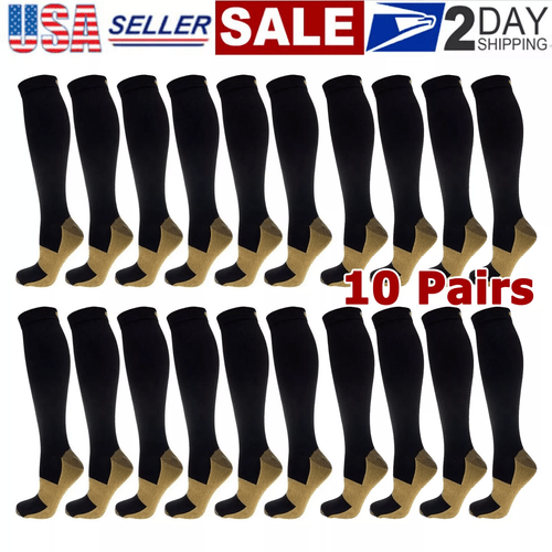 10 pairs copper compression socks for women men best for running climbing athletic cycling daily xl xxl black