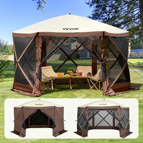 up up screen tent 6 sided canopy sun shelter with 6 removable privacy wind cloths mesh windows 12x12ft screen tent with mosquito netting
