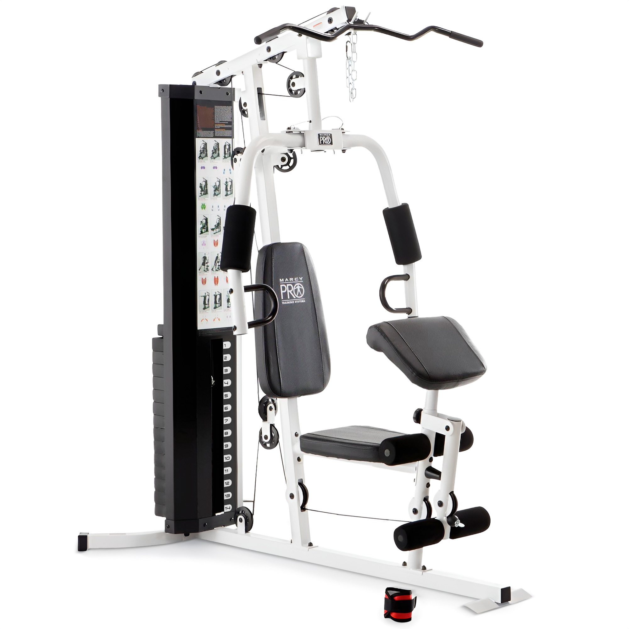 home gym workout station with   pad lat pulldown leg developer weights white Product details 0
