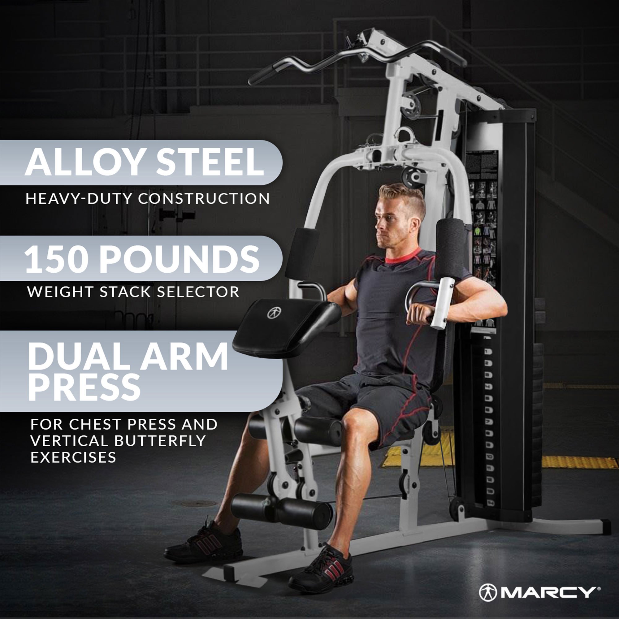 home gym workout station with   pad lat pulldown leg developer weights white Product details 2