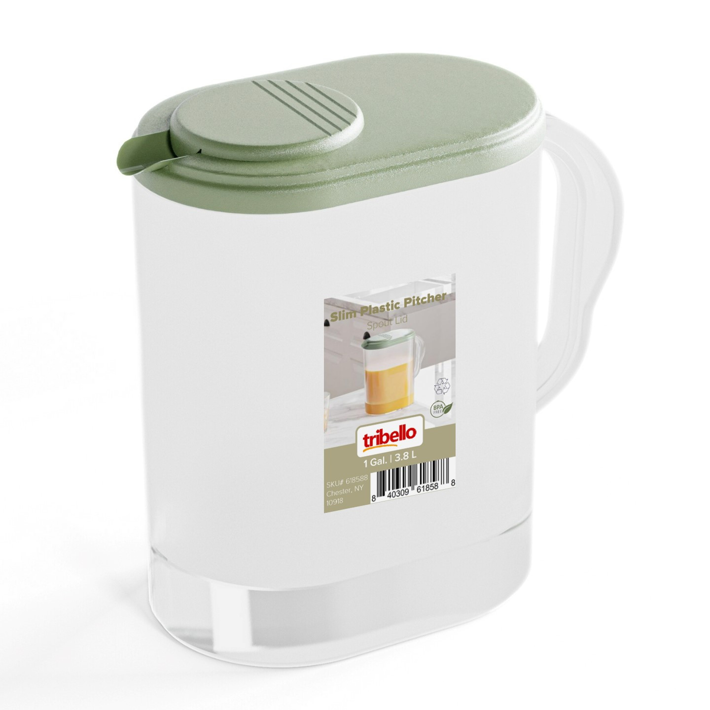 TEMU 1-gallon Slim Water Pitcher With Lid – Bpa-free, Clear Plastic Pitcher For Fridge, Freezer & Dishwasher Safe, Pivot-top Spout, Ideal For Iced