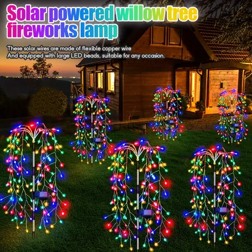 2 4 6 8 10 12 packs 200 led solar fireworks fairy string lights willow bamboo design 8 lighting for villa yard balcony garden durable weatherproof energy saving christmas ramadan outdoor decor