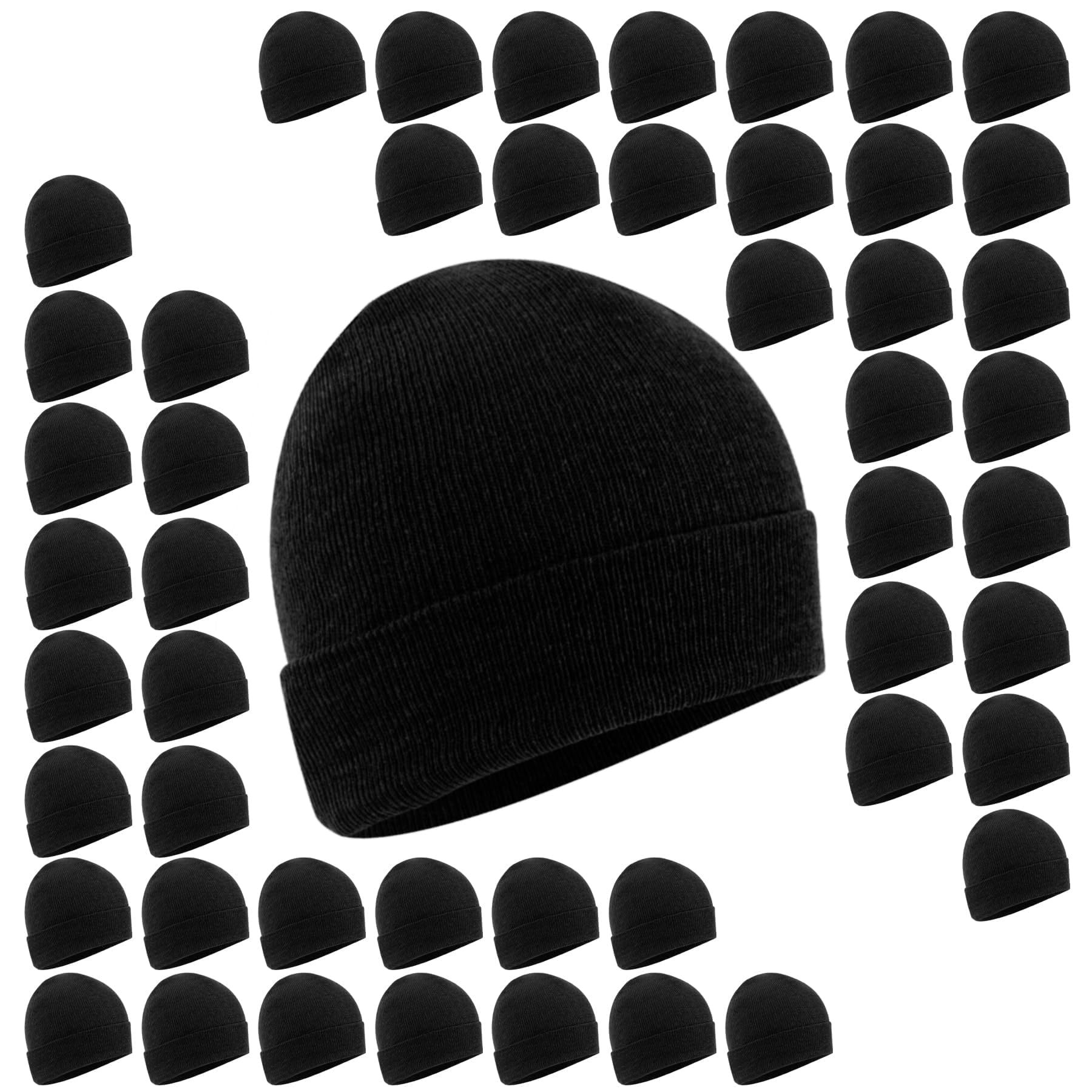 TEMU 50 Pack Of Adult Mens & Womens Stretch Knit Beanie Skull Hats For Fall, Winter, Snow, Wind, Rain, Homeless And Charity Donation