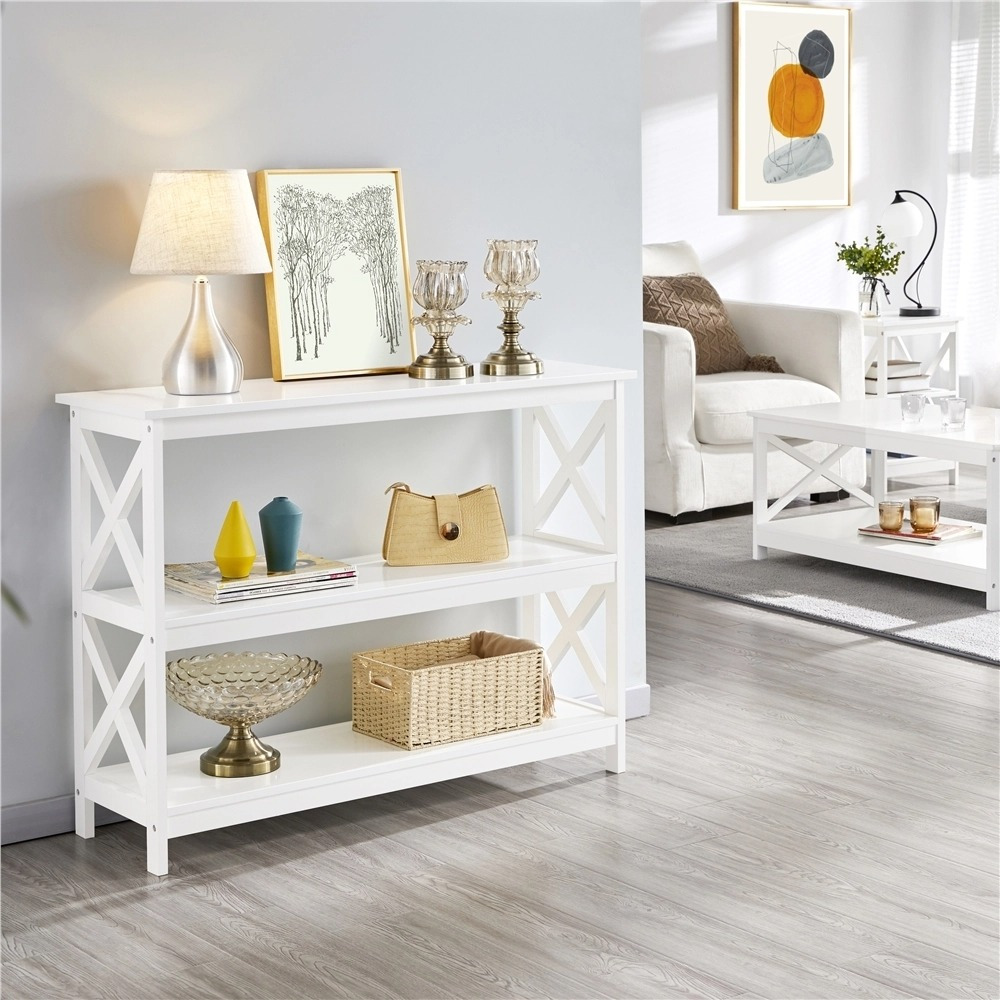TEMU 3-tier Console Table Sofa Side Table With X-shape Reinforcement For Entryway, Living Room Furniture, Versatile For Any Room
