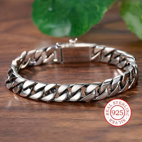 vintage cuban link handcrafted 925 sterling silvery timeless vintage cuban link bracelet durable and stylish jewelry