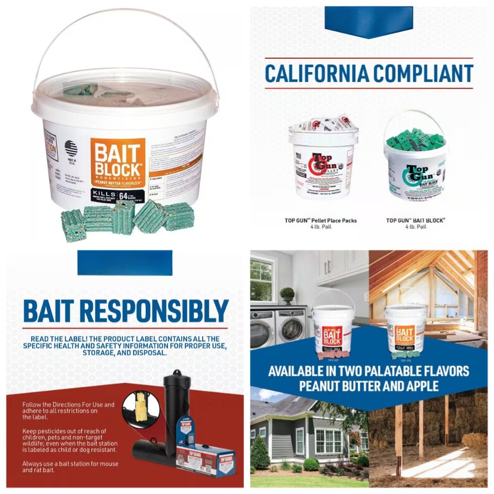 TEMU Bait Block Peanut Butter Flavor Anticoagulant Rodenticide For Mice And Rats (pail Of 64)
