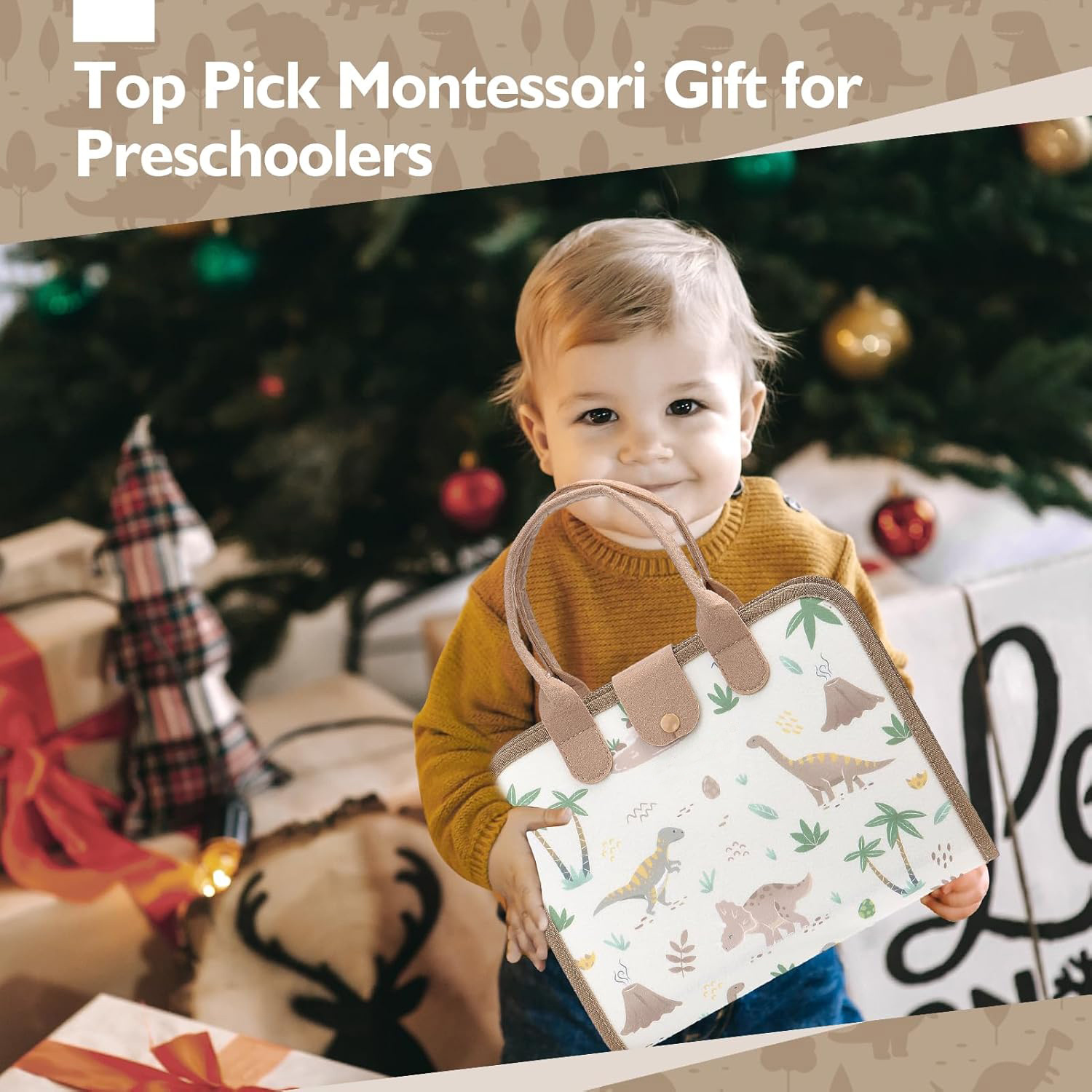 Toddler Busy Board Montessori Toys for 1-4 Year Old Boys & Girls Birthday Gifts, Educational Sensory Toys for Age 1-4, Travel Toys for Toddlers Dinosaur, Alphabet, Number, Shape, Drawing, Life Skills