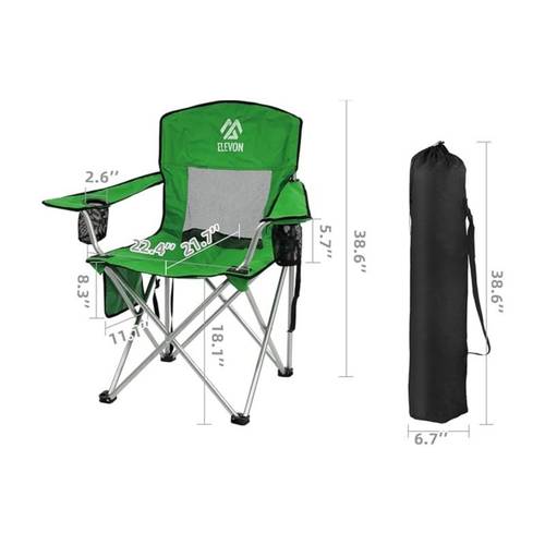 canopy chair folding camping recliner support with carrying bag
