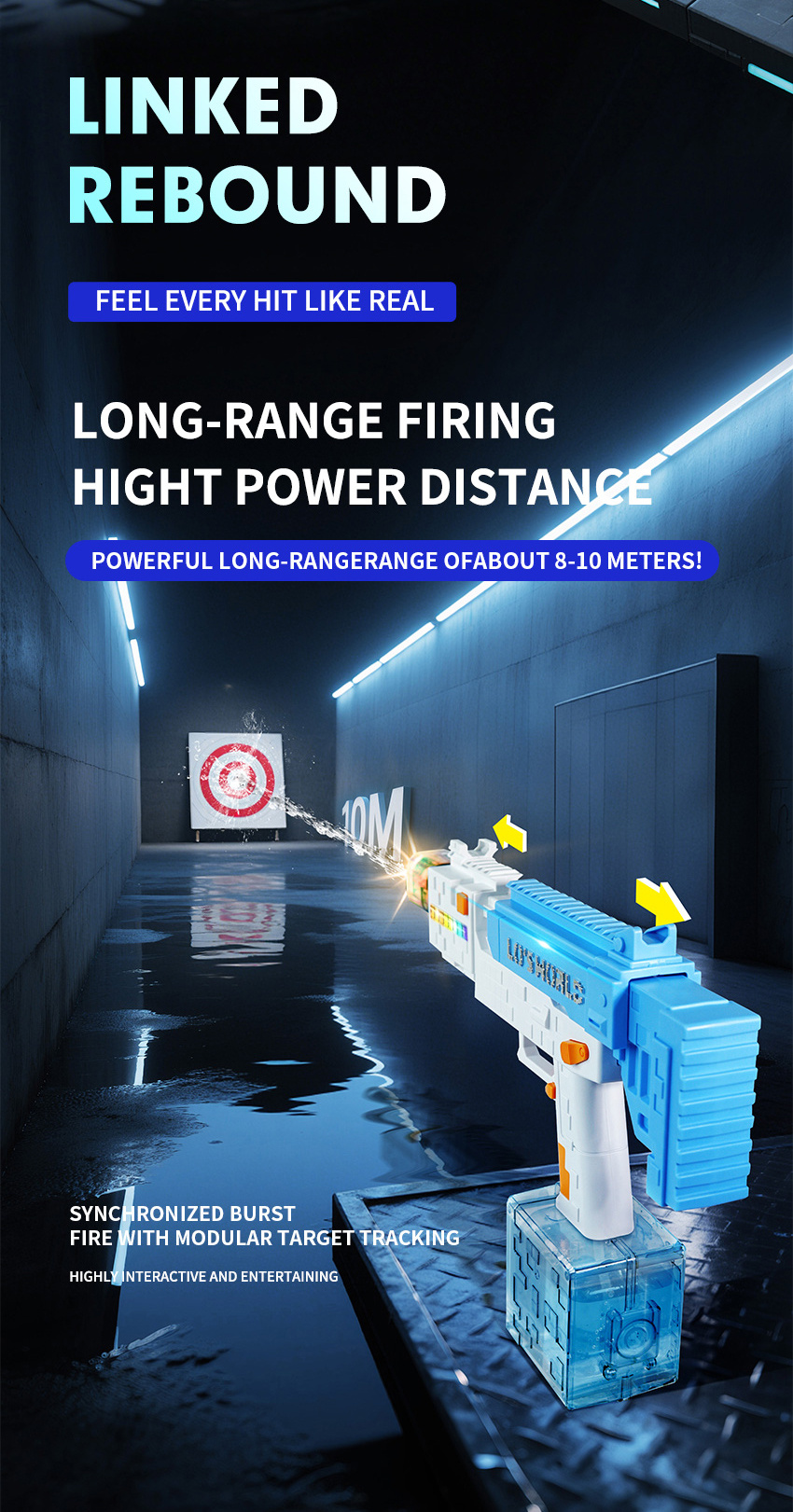 rechargeable water gun,Electric water guns for adults and children, automatic water spray guns, the strongest automatic water guns, outdoor water toy games for swimming pools. New water gun with LED light