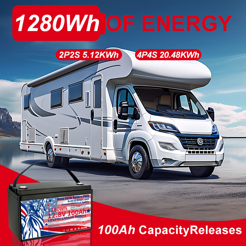 12 8v 100ah group 31 lifepo4 battery 100a bms rechargeable lithium battery deep   pack 1 28kwh   density   rvs van trailer motorhome and boats home backup systems and off grid living details 0
