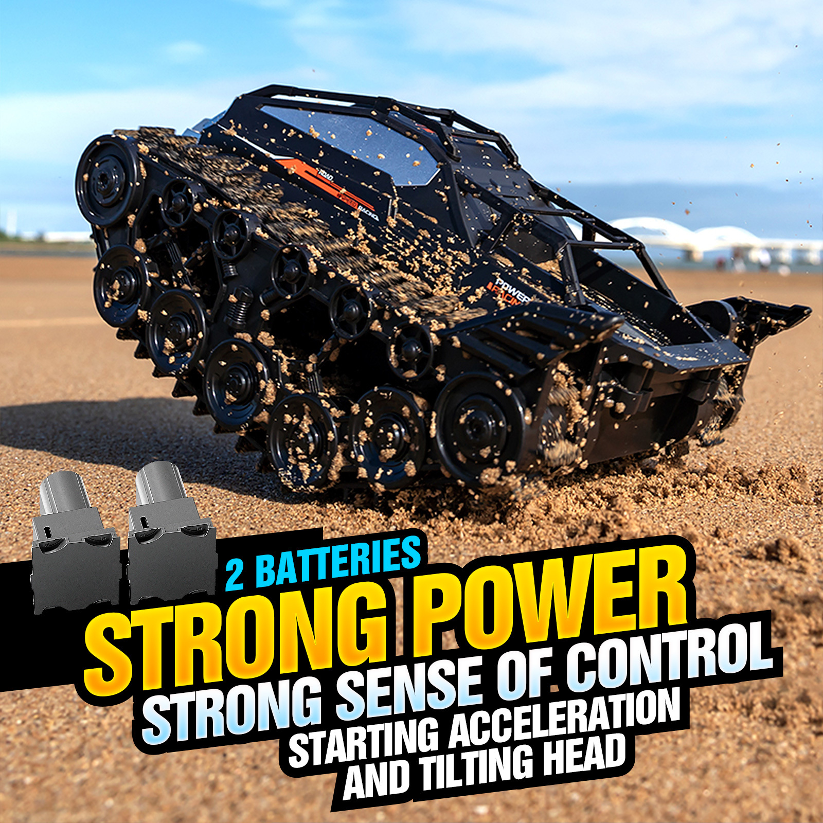 Two Batteries, Amphibious Remote-controlled Tank with Water Proof Design, High Horsepower Off-road Vehicle, Children's Boy Toy, RC High Horsepower Drift Climbing Car, Gift for kids