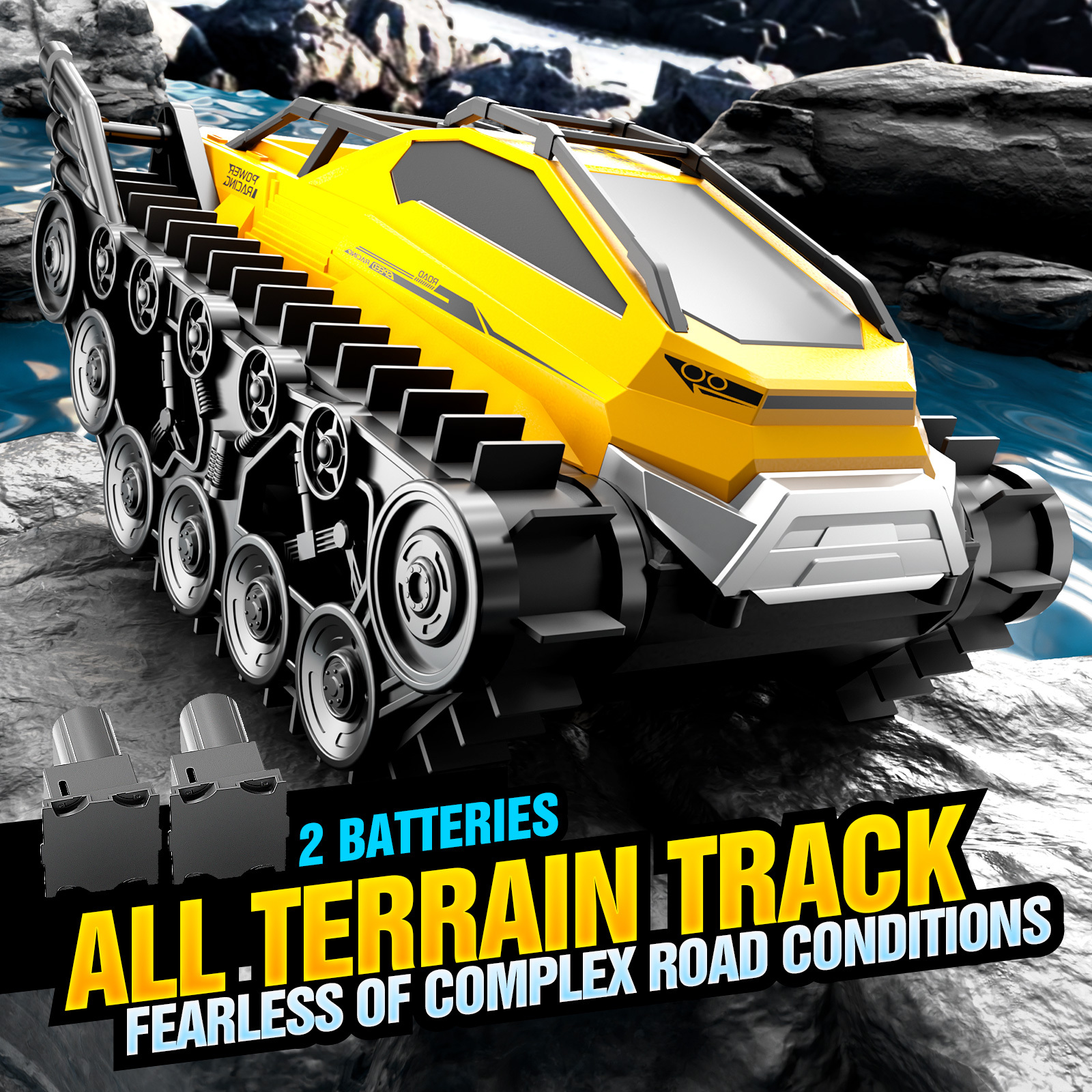 Two Batteries, Amphibious Remote-controlled Tank with Water Proof Design, High Horsepower Off-road Vehicle, Children's Boy Toy, RC High Horsepower Drift Climbing Car, Gift for kids