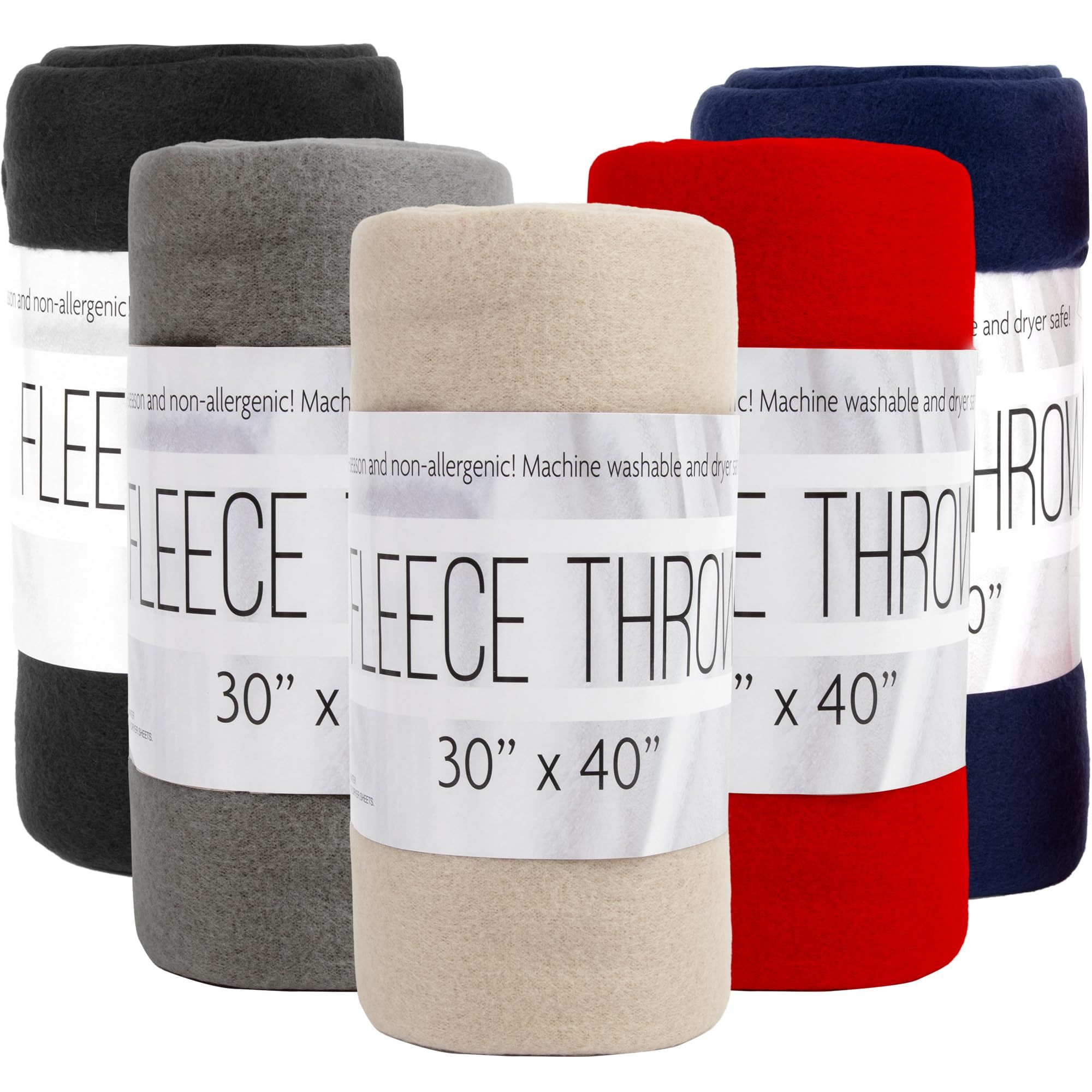 TEMU 24 Pack Of Bulk Wholesale 40&rdquo;l X 30&rdquo;w Solid Color Hypoallergenic Fleece Throw Blankets In Assorted Colors Black, Red, Navy Blue, Gray And Khaki