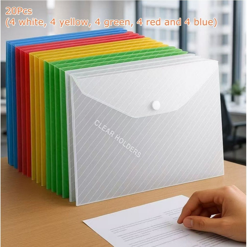 TEMU Plastic Envelopes, 10pcs A4 Size File Folders, Clear Document Organizer With Snap Button