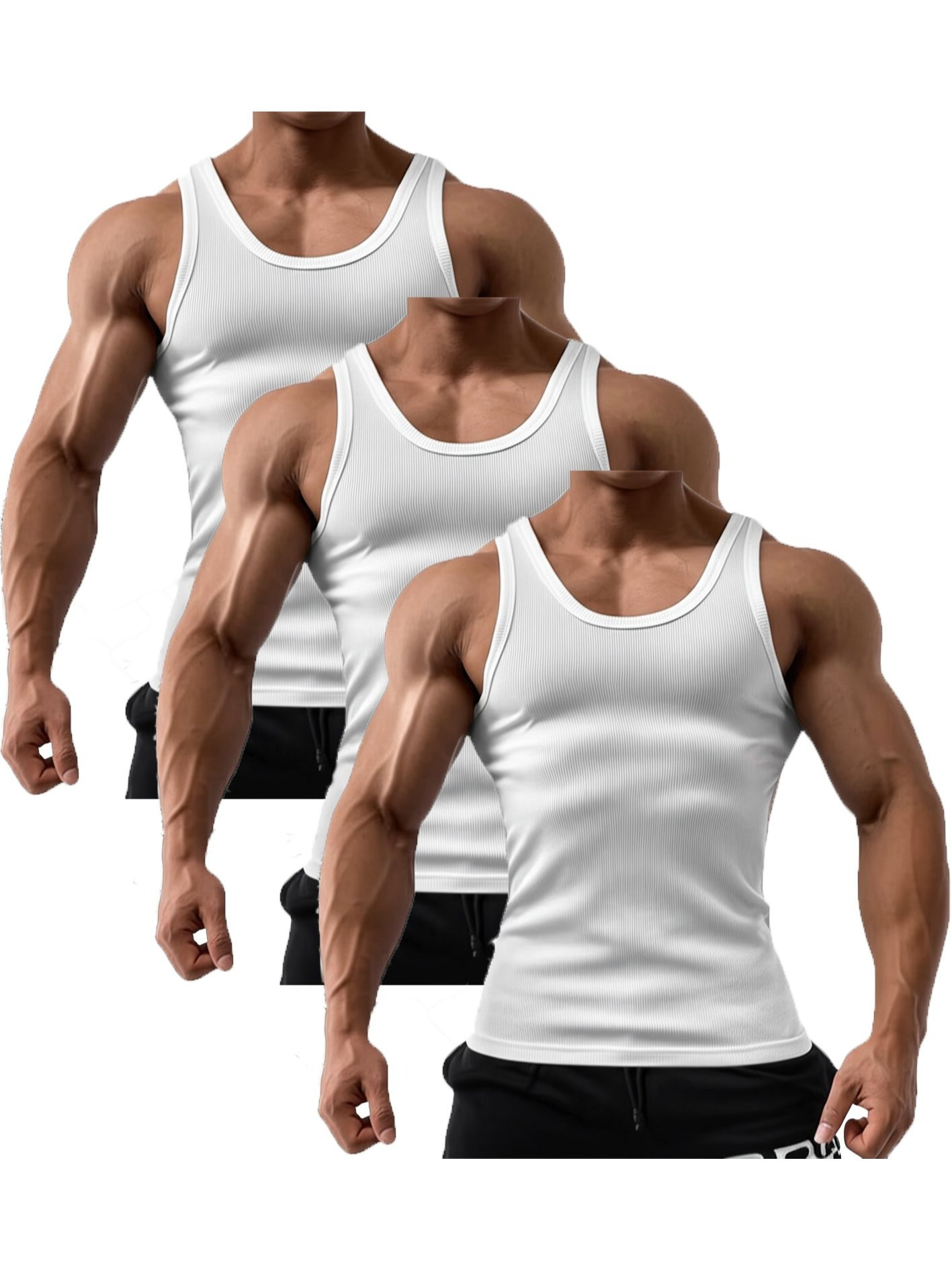3 pack mens 100 cotton a shirts undershirt plain ribbed tank top