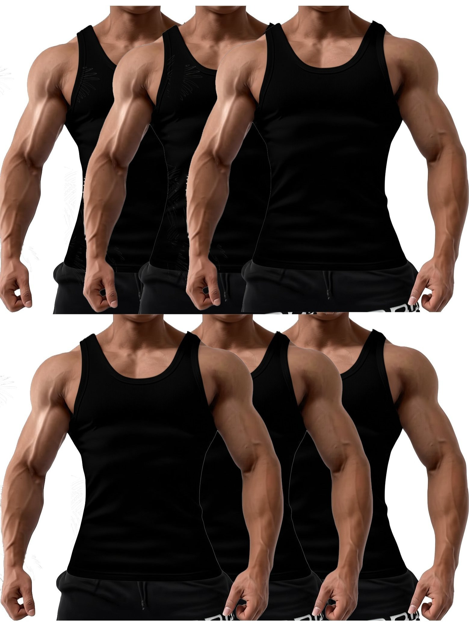 6 pcs mens solid color 100 cotton tank tops crew neck a shirt daily wear basic underwear regular fit ribbed texture sleeveless vest for gym and casual wear