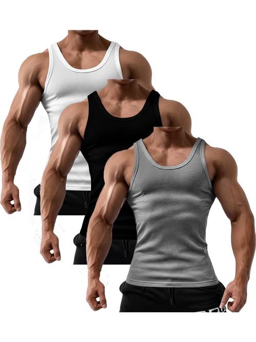 3 pack mens 100 cotton a shirts undershirt plain ribbed tank top
