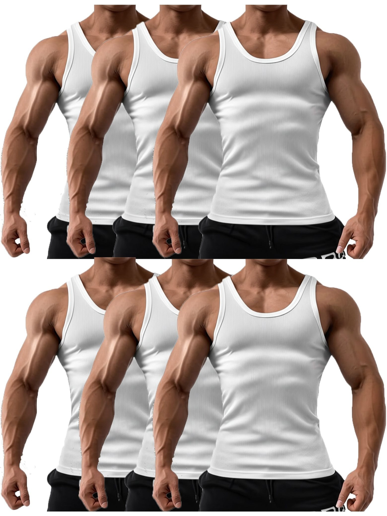 6 pcs mens solid color 100 cotton tank tops crew neck a shirt daily wear basic underwear regular fit ribbed texture sleeveless vest for gym and casual wear