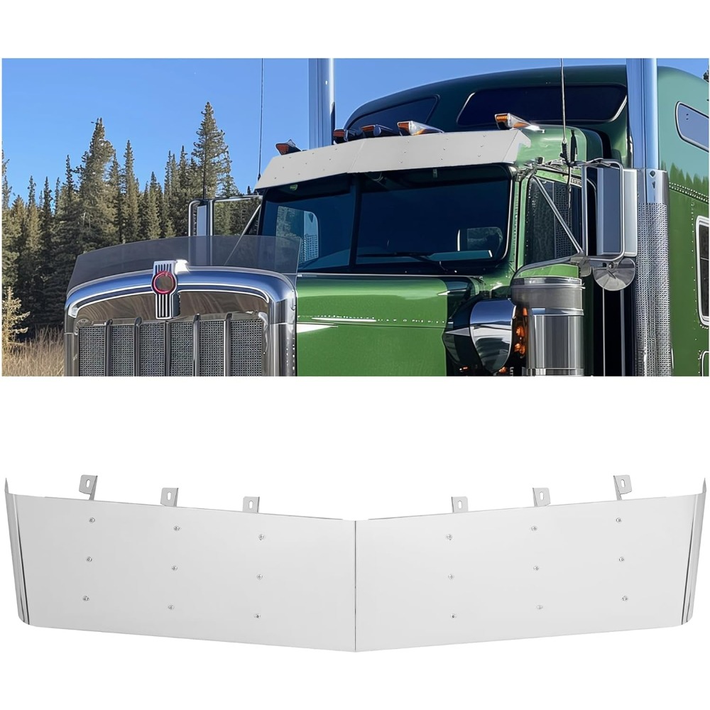TEMU 13" Drop Visor Compatible With 1984-1998 For With Split Flat Windshield 304 Stainless Steel Flat Roof Visor