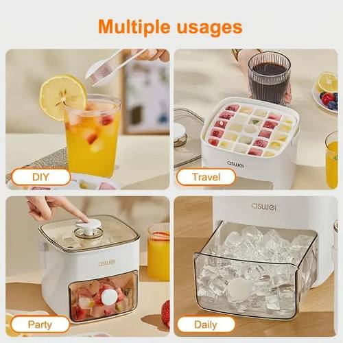 double layer countertop ice of food grade plastic with a white lid and knob home use for office and outdoor use desktop ice maker
