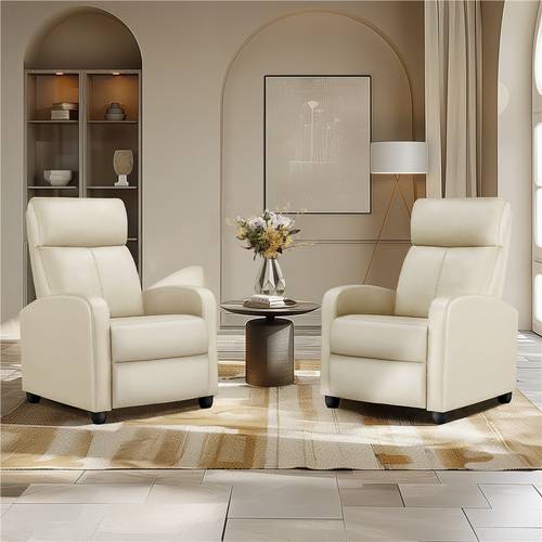 pu leather recliner chair modern adjustable single reclining sofa with pocket springs comfortable upholstered leather armchair for living room bedroom and home theater