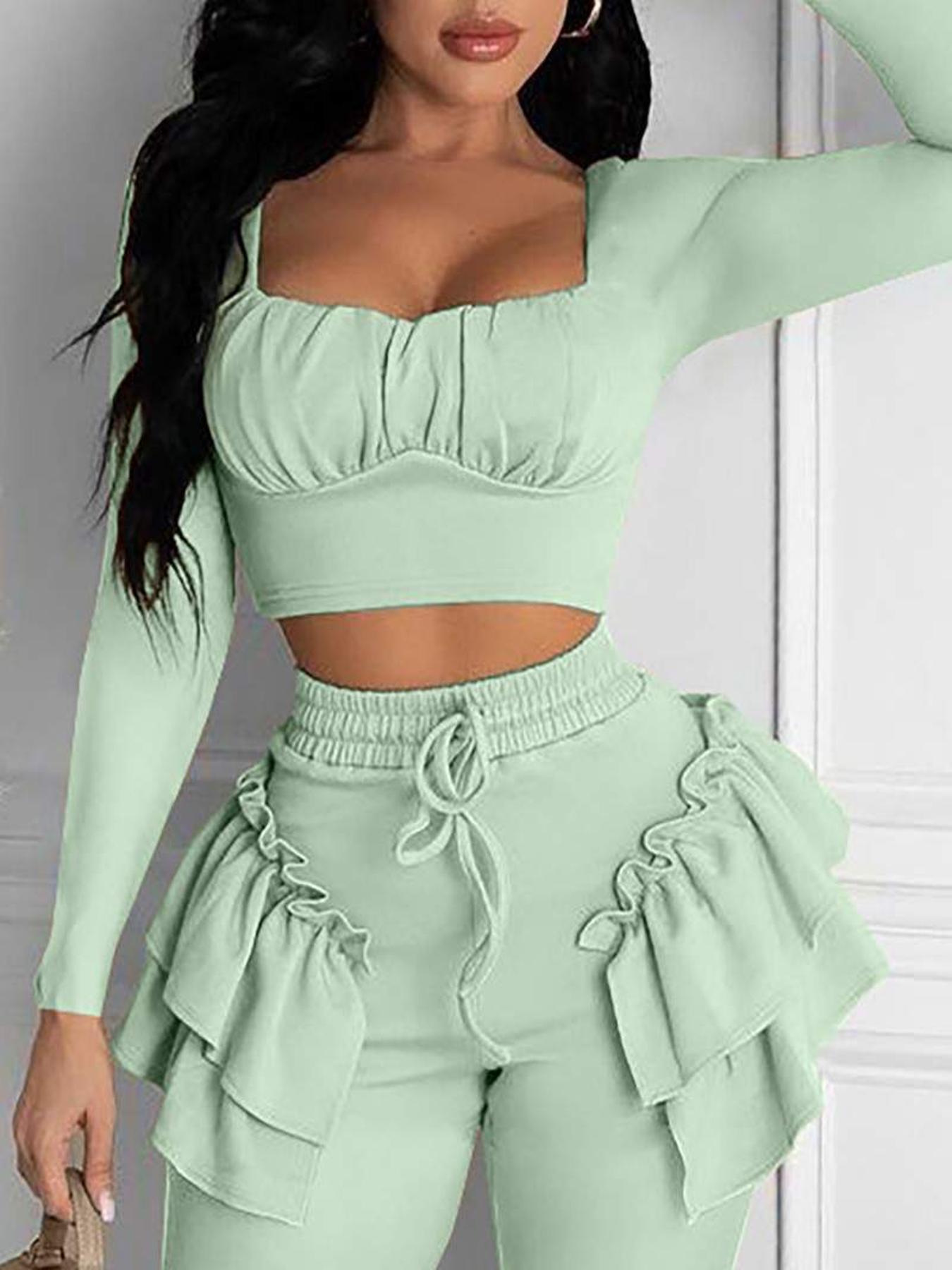 stylish ruffle matching set