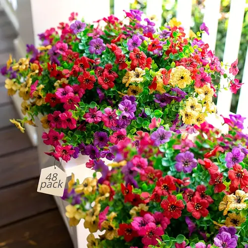 51 packaged plant flowers for outdoor spring and summer decoration silk like and match sunflowers uv protected suitable for courtyards home windows flower pots garden planters