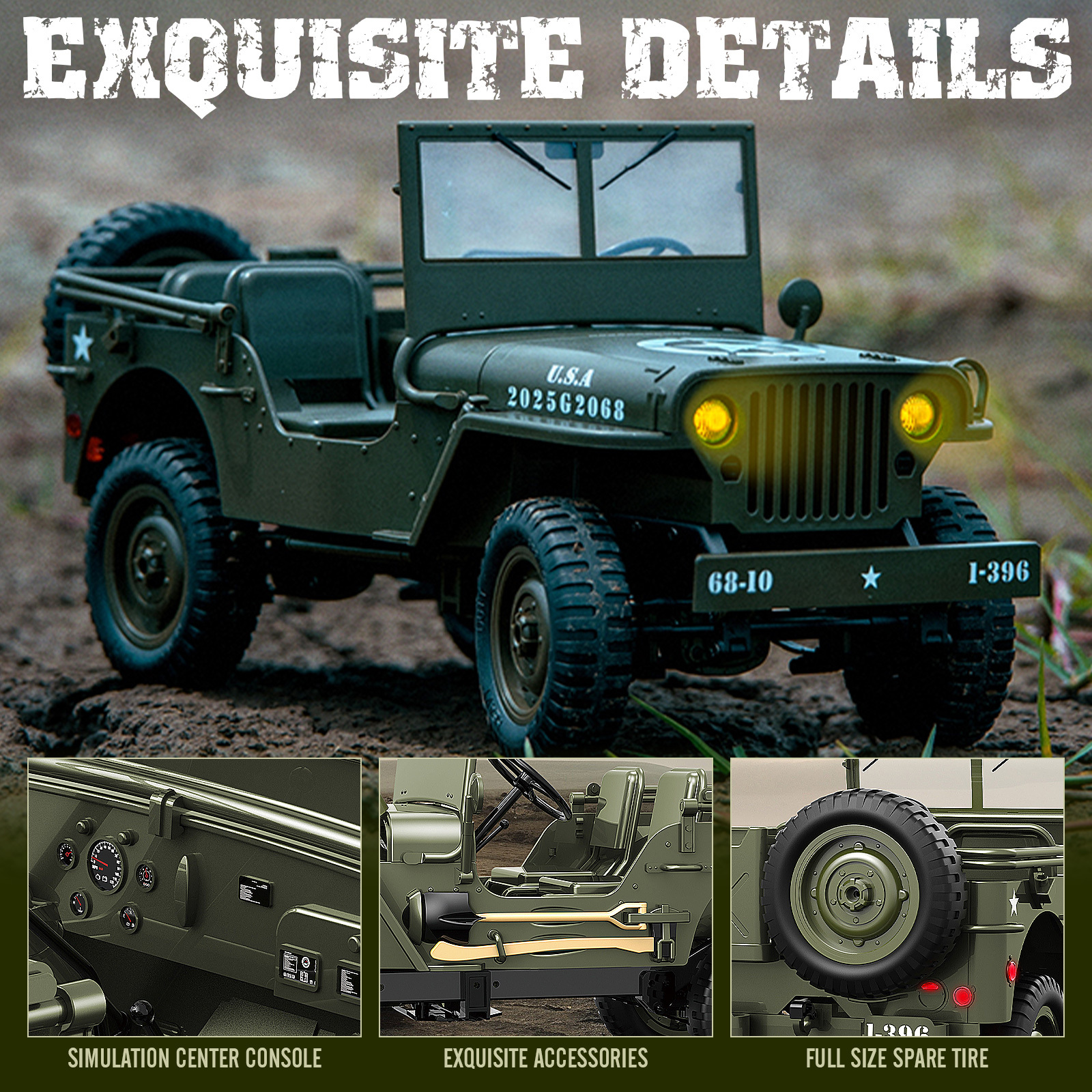 Proportional Remote Control Car Collection Level RC Vehicle 4x4 Off Road Truck With 2 Rechargeable Batteries 4WD For All Terrain Big Car Gifts For Boys And Youth