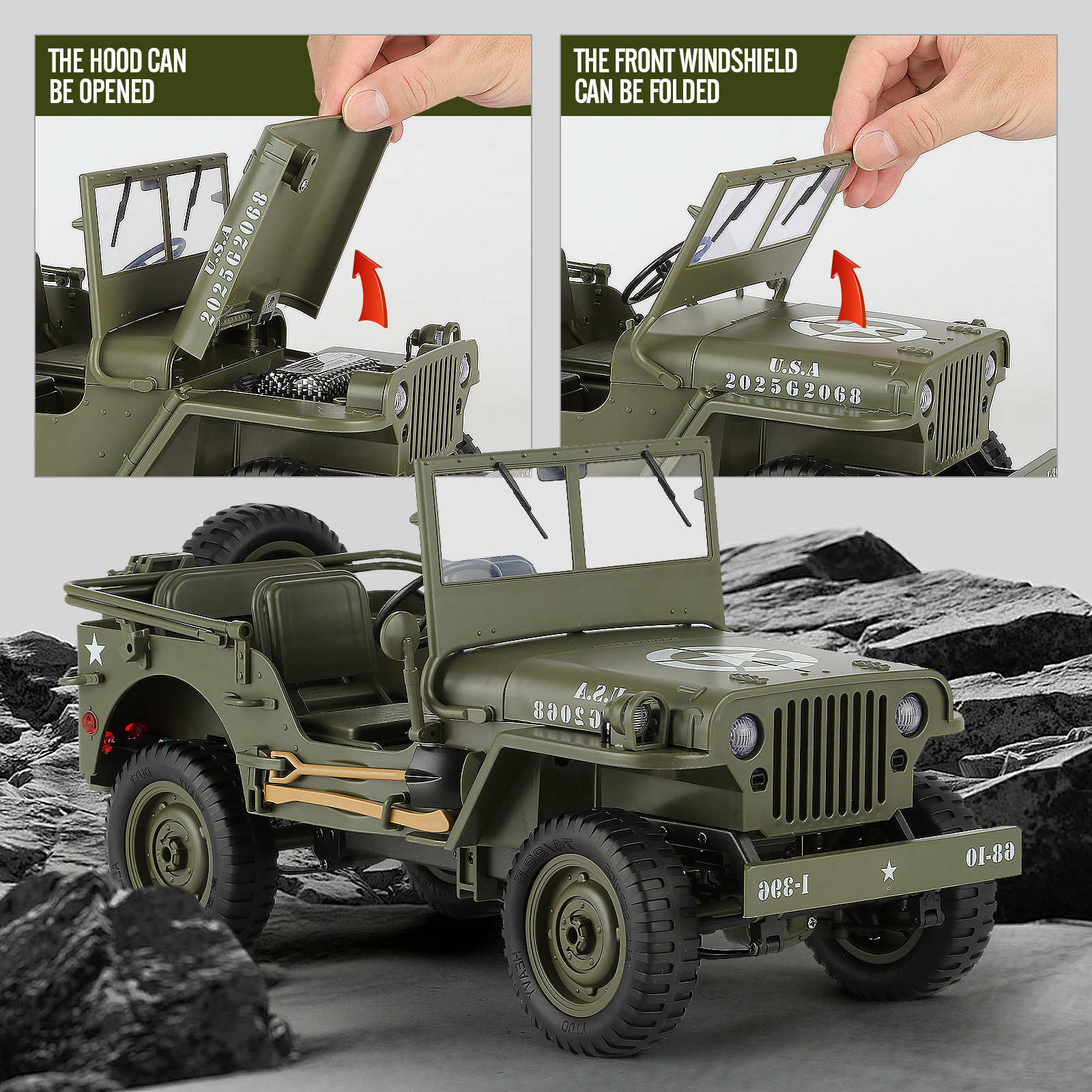 Proportional Remote Control Car Collection Level RC Vehicle 4x4 Off Road Truck With 2 Rechargeable Batteries 4WD For All Terrain Big Car Gifts For Boys And Youth