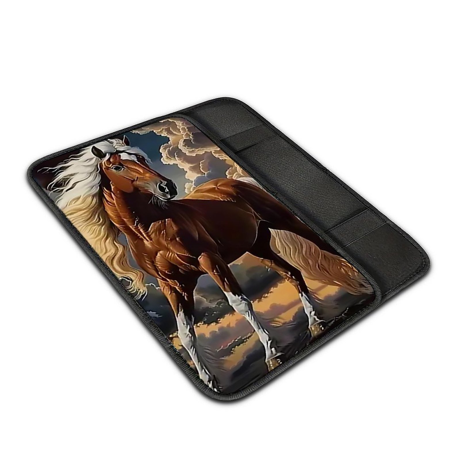 TEMU Horse Pattern Printed Anti-slip Car Armrest Pad Armrest Box Pad, Car Armrest Box Protective Cover, Car Cover Pad, Car Decoration Accessories The Position Of The Print