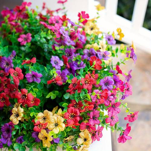 imitation plants and flowers outdoor spring and summer decoration 21 colored daisies look real uv and do not fade suitable for garden porch window frame flower pot decoration