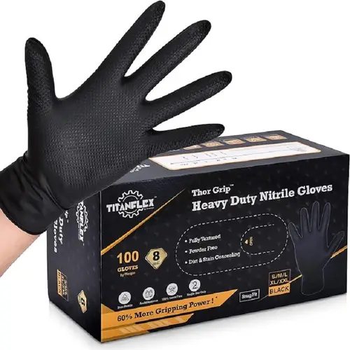 grip heavy duty industrial green nitrile gloves with raised diamond texture 8 mil latex free powder free