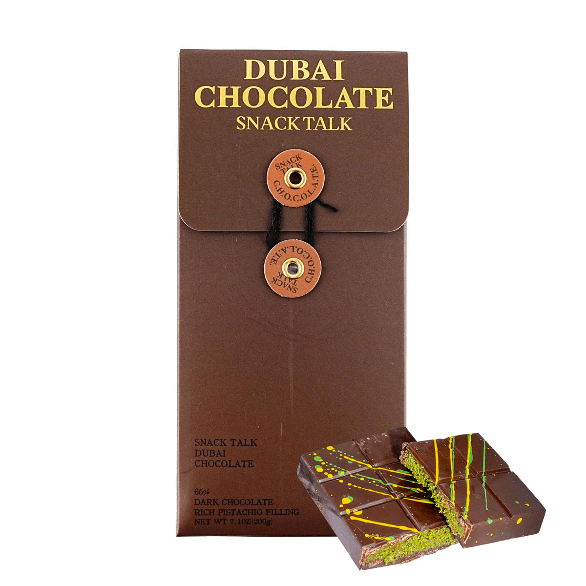 SnackTalk, Dubai Style Chocolate Black Chocolate Pistachio Kunafa 7.1 oz Refrigeration Required Upon Arrival
