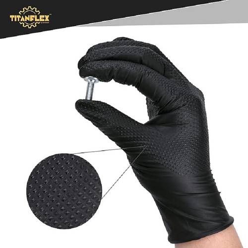 grip heavy duty industrial green nitrile gloves with raised diamond texture 8 mil latex free powder free