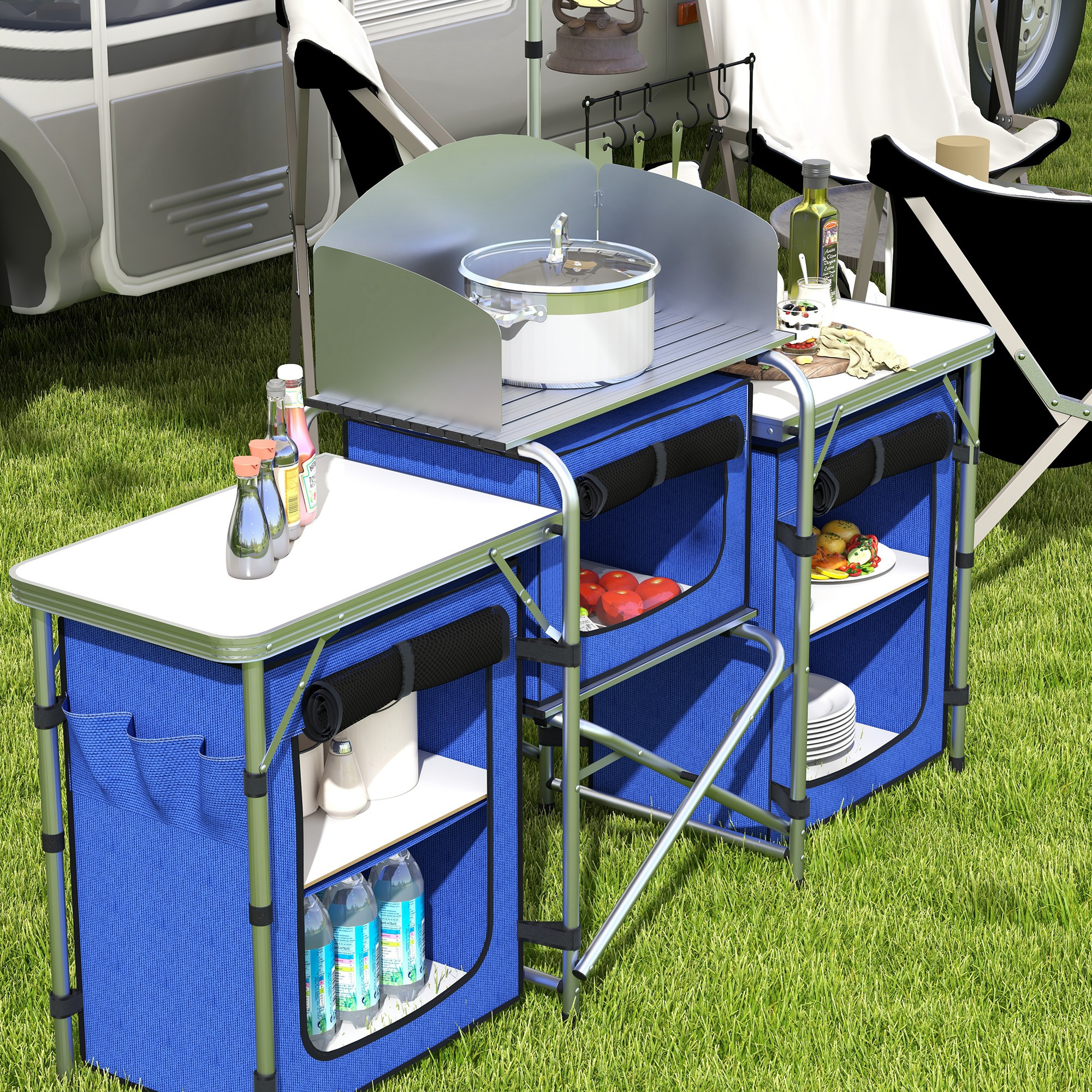 camping kitchen table portable folding camp kitchen aluminum Temu