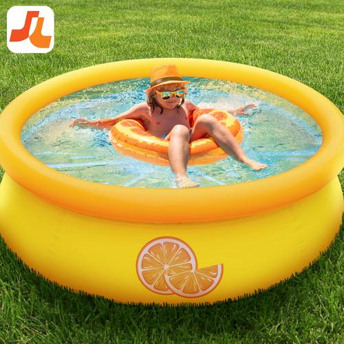 17789 5 x 16 5 inch 2 person capacity above ground inflatable outdoor backyard swimming pool orange blue