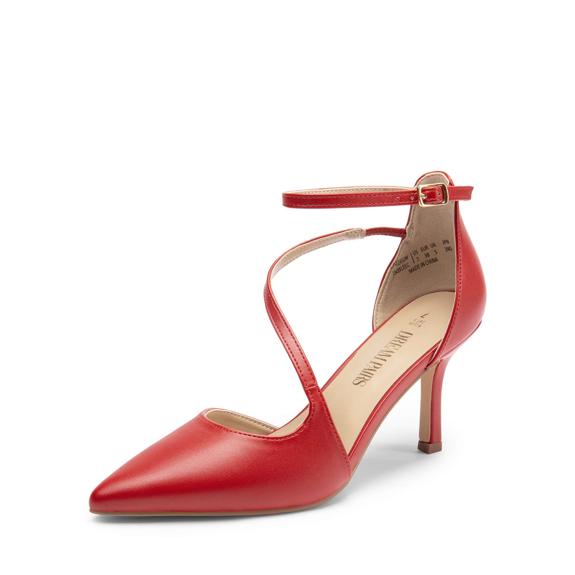 womens high heels strappy pumps closed pointed toe stiletto  Stiletto Heel Pointed Toe Pumps - Classic Dress Shoes - Leather Women\'s Heels main image 0