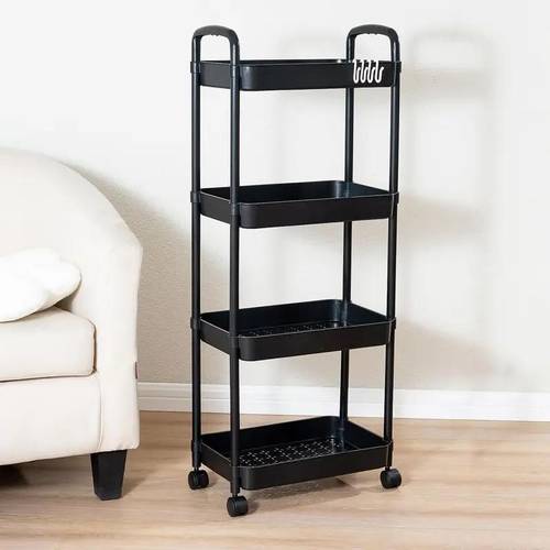 2pcs of 4 tier rolling cart with wheels and handle rolling storage cart for multifunctional use