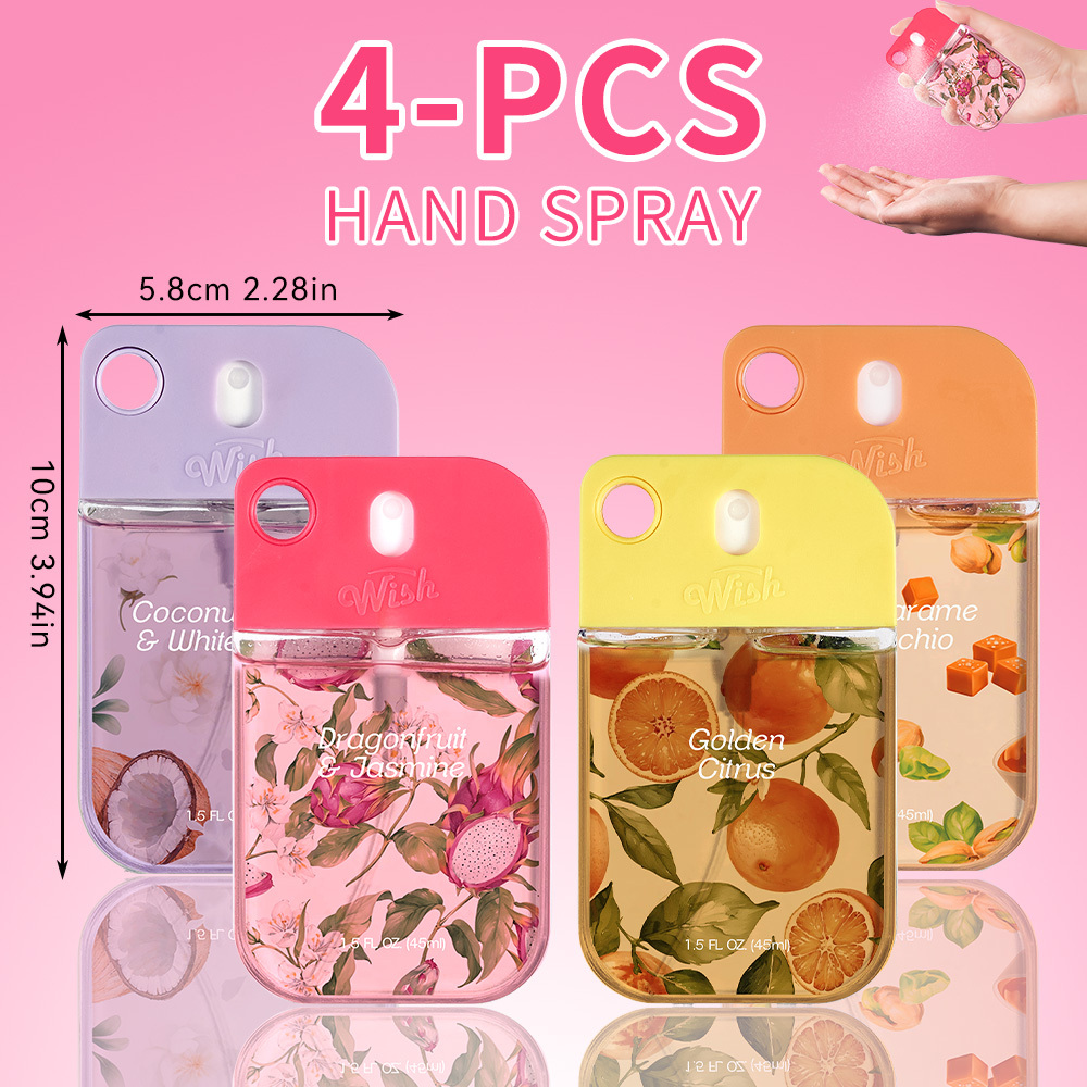 4 pcs hand sanitizer   5 oz 45 ml each mini travel   spray hand sanitizer portable aloe vera hand perfume   mist hydrating hands cleaning hydrated and delicately scented travel size for moisturizing hand fragrance spray
