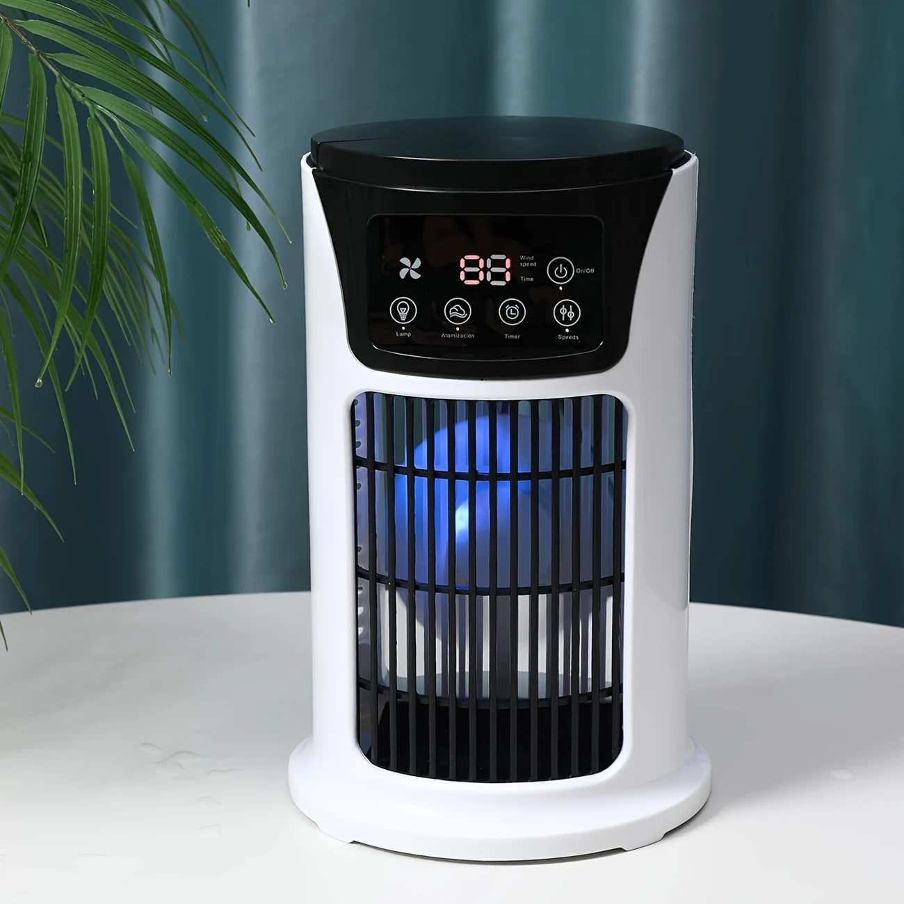 3-in-1 portable air conditioner, humidifier & fan with atmosphere light - usb-powered for indoor/outdoor use, for office & home, sleek , portable humidifier stylish gadget durable plastic, air conditioner portable details 3