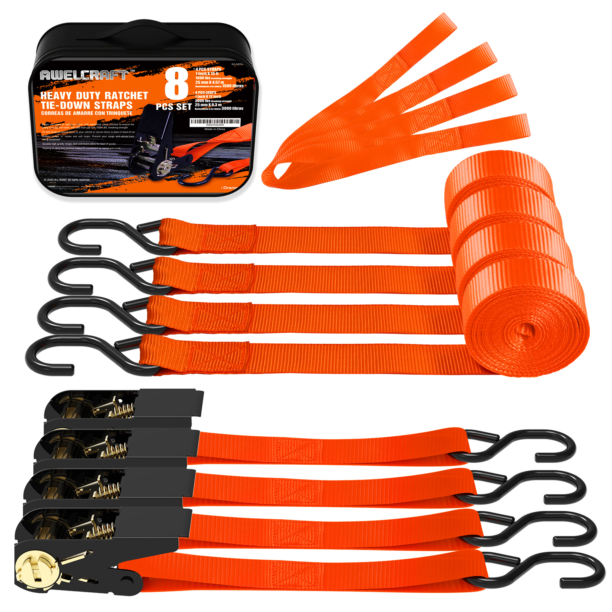thumbnail image 2 of Tie Down Strap 6 Pack Lashing Straps 1 M X 25 Mm Heavy Duty Tensioning Belts Adjustable Securing 2 of 10