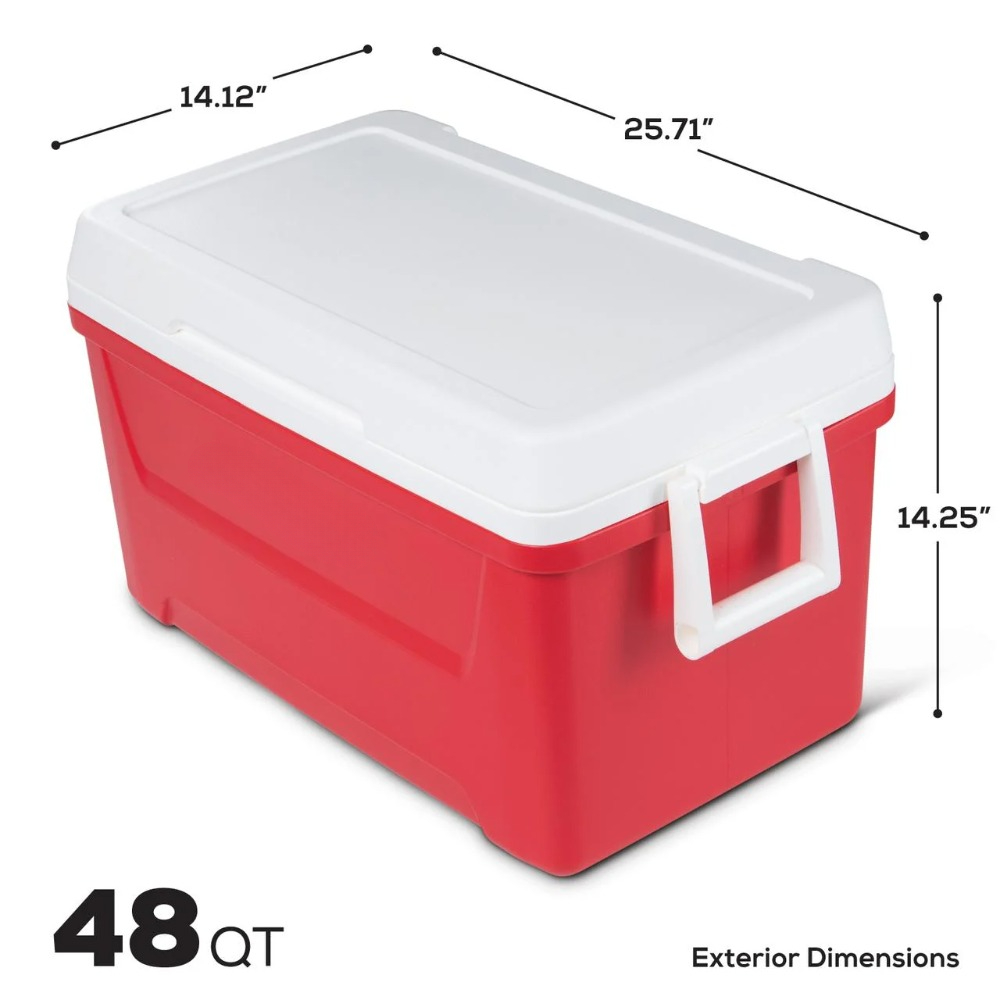 48 QT Laguna Hard Sided Ice Chest Cooler, Red
