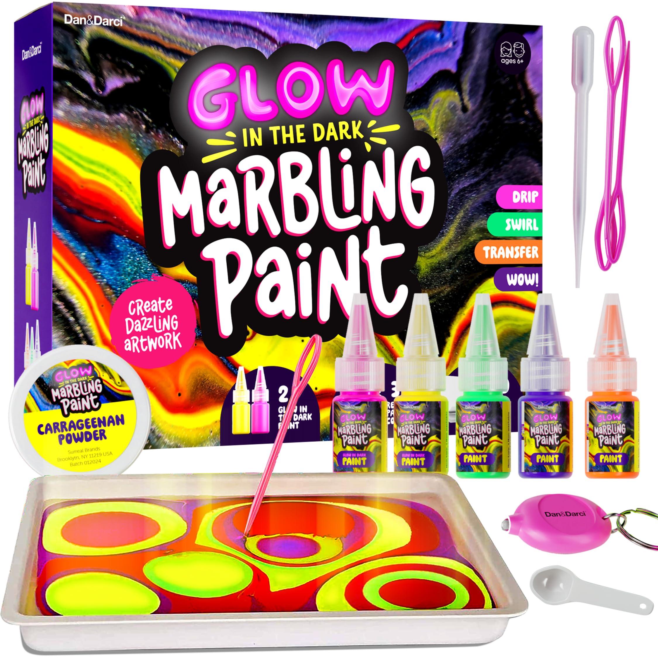 glow in the dark marble paint kit for kids water marbling